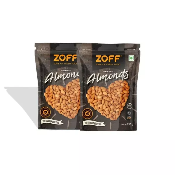 Zoff Premium California Dried Almonds - 250 gm - Pack of 2