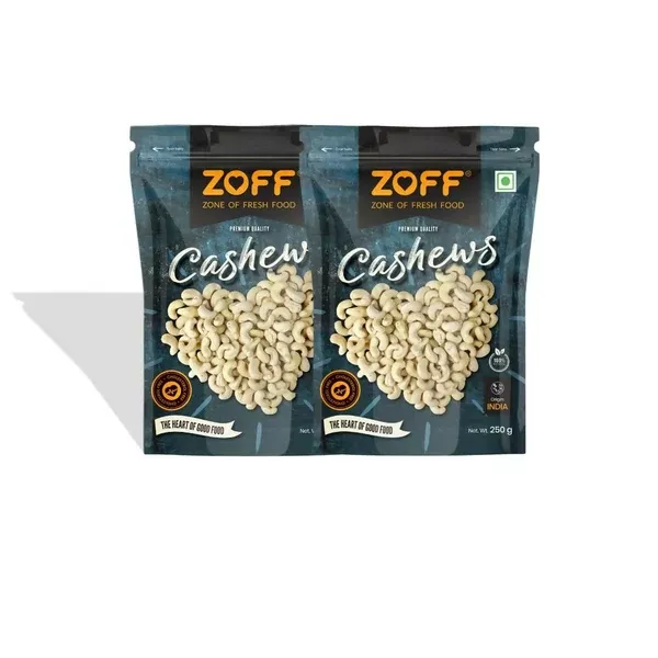 Zoff Premium Whole Cashews - 250 gm - Pack of 2