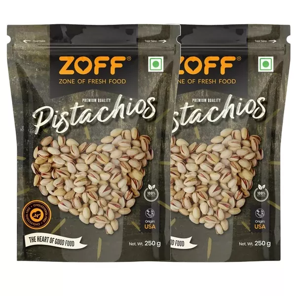 Zoff Roasted & Salted Pistachios - 250 gm - Pack of 2